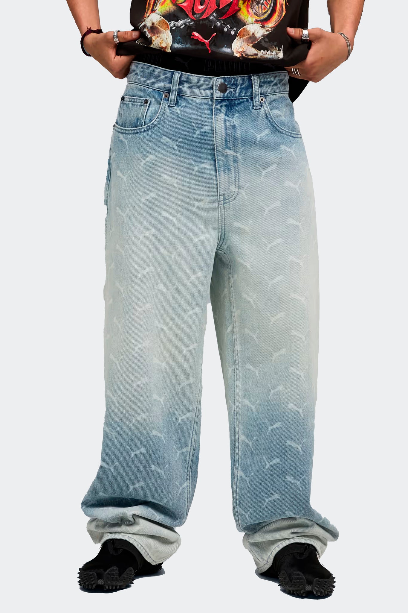 A$AP ROCKY LASER MONOGRAM DENIM PANTS
