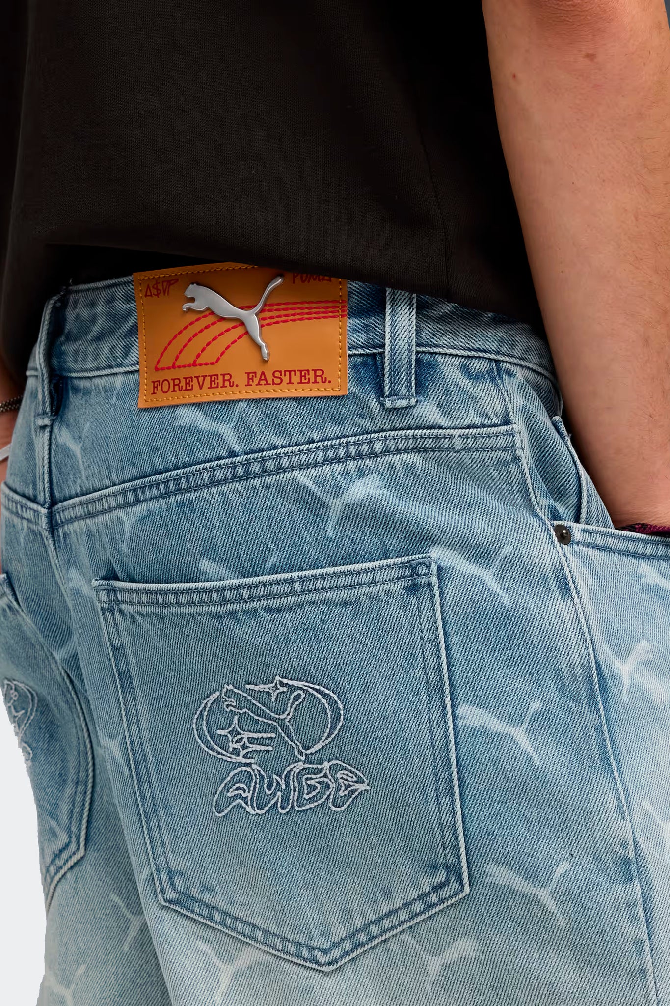 A$AP ROCKY LASER MONOGRAM DENIM PANTS
